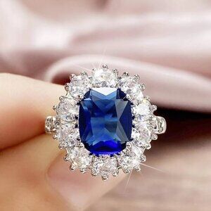 Dazzling Sapphire Blue and Silver Women's Ring